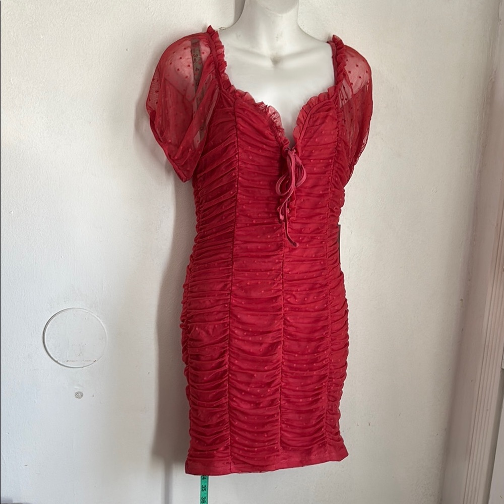 Elegant Red Ruched Dress